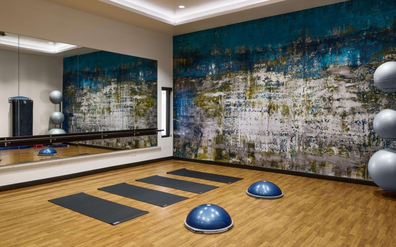 a yoga studio with mats