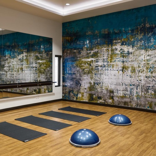 a yoga studio with mats