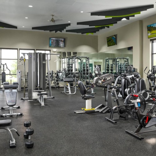 a gym with exercise equipment